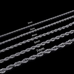 USA Stock 2/3/4mm 316L Stainless Steel Rope Chains Necklaces 18-26′