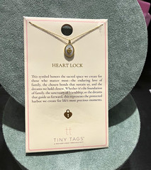 Tiny Tags Heart Lock Pendant Necklace Gold Plated Brass Cable Chain 16+2in