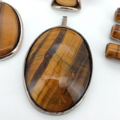 Tigers Eye Jewellery Job Lot Crystal Stone Mix Bundle Pendant Silver x4