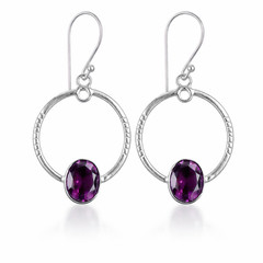 African Amethyst Gemstone Sterling Silver Jewelry Handmade Earrings Gift 1.37”