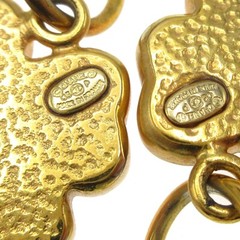 Chanel Clover Dangle Piercing Earrings Gold 03P 120103