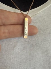 “Be Kind”…”of a bitch” Rose Gold & Silver Bar Hidden Message Pendant Necklace