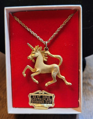 Gold Electro Plated Diamond-Cut Rope Chain Necklace Unicorn Charm Pendant