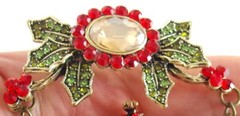 3.5″ NWOT UNSIGNED HEIDI DAUS STYLE PARTRIDGE IN A PEAR TREE CHRISTMAS BROOCH