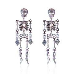 2Sets Luxury Full Rhinestone Skull Earrings Women Halloween Party Jewelry Gift
