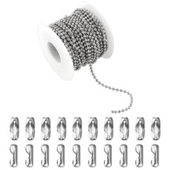 32.8Ft Stainless Steel Ball Chain 2.4mm Bead Link Chain Roll for Dog Tag