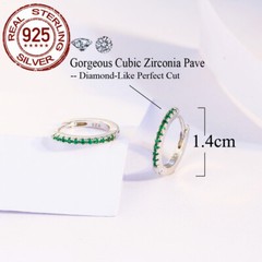 14mm 925 Sterling Silver Small Huggie Hoop Earrings Women Cubic Zirconia Jewelry