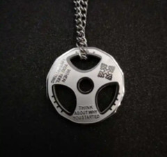 Weight Plate Gym Bodybuilding Fitness Sport Jewelry Necklace Silver