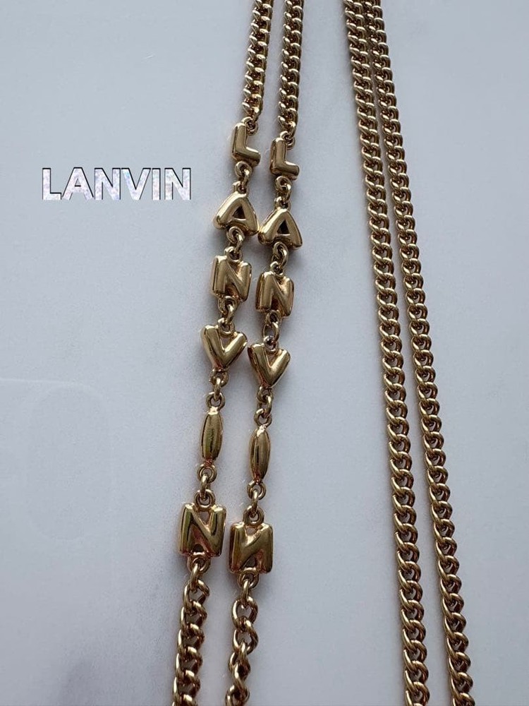 LANVIN Necklace Gold Color Logo Design