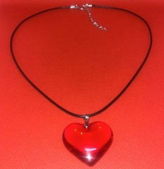 Red Love Heart Crystal Pendant Necklace Birthdays VALENTINES DAY (Gift Box)