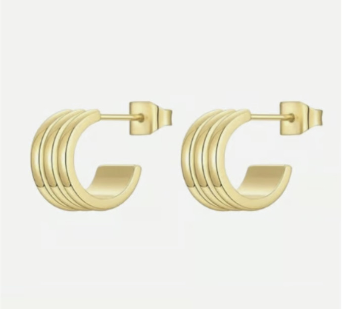 Stainless Steel Gold Plated Stud Earrings Unisex, Women, Men Hip Hop Jewelry