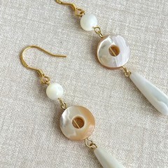 Handcrafted Natural Shell Drop Earrings 925 Sterling Silver Hooks Light Jewelry