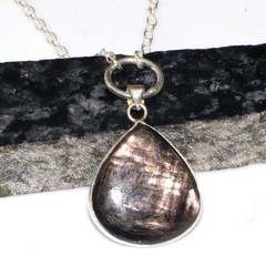 925 Silver Plated Pretty Hypersthene Necklace 18″ Royal Look Jewelry Trendy MJ