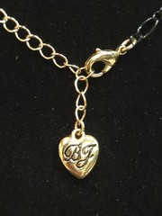 Betsey Johnson Gold & Black Tone Heart & Crown Necklace With Rhinestones 34″
