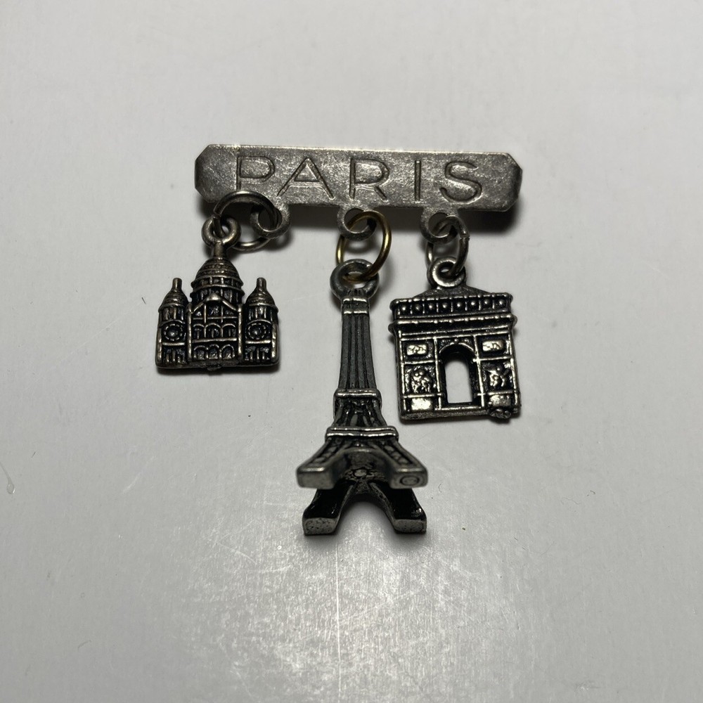 Vintage Metal Paris Souvenir Brooch Eifle Tower Pin