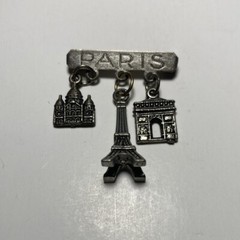Vintage Metal Paris Souvenir Brooch Eifle Tower Pin