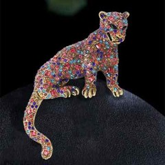 Classic Rhinestone Leopard Brooch For Women Men Animal Crystal Colorful Corsage