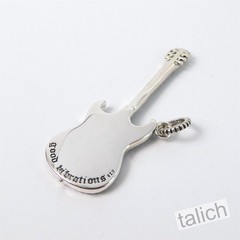 925 Sterling Silver & Brass Stampunk Gear Guitar Small Pendant Music Lover Gift