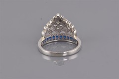 Ross Simons Sterling Silver Blue White Cubic Zirconia Tiara Band Ring 925 Sz: 9