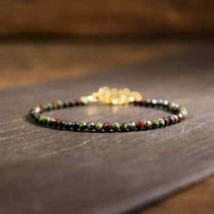 Genuine Natural Dragon Bloodstone Bracelet Green Minimalist Healing Reiki Gift