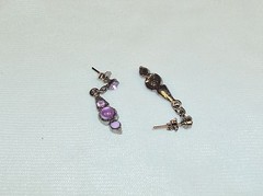 Faux Leather & Gemstone Choker w/Dangle Pendants And Earrings, LOT 1 DOZEN SETS