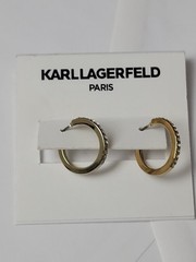 Karl Lagerfeld Paris Extra-Small Pavé Hoop Earrings, 0.35″ (2022) Brand New USA