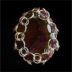 Handmade Copper Wire Wrapped Oval Red Agate Statement Cocktail Ring Size 7