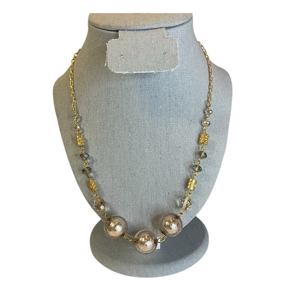 Gold and Silver Orb Statement Necklace retro regency glam cosplay old money
