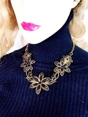 Black Floral Crystal Choker Rhinestone Necklace ONLY Bridal Prom Pageant