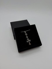 Chrome Hearts Silver Ball/Bead Chain Cross Pendant Necklace, No Stone