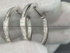 Channel Set Round Simulated Inside Out Hoops Earrings 30MM Huggie Hoops s925