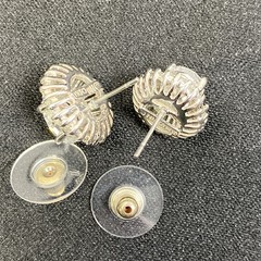 Nolan Miller Glamour Collection Post Earrings Crystal Silvertone 1/2″ x 5/8″