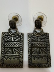 Vintage Mayan Ethnic Native Design Style Bohemian Rectangle Dangle Earrings 1″