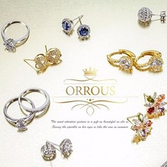 18k White Gold Plated Cubic Zirconia Apple Stud Earrings by Orrous & Co.