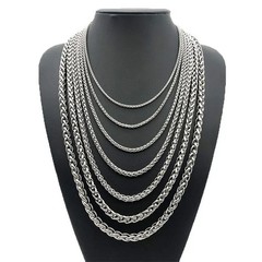 Stainless Steel Braided Wheat Chain Necklace Bracelet Men Women Link 16″-30″