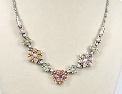 Brighton Garden Of Eden Multi Color Crystal Enamel Silver Flower Necklace. #1160