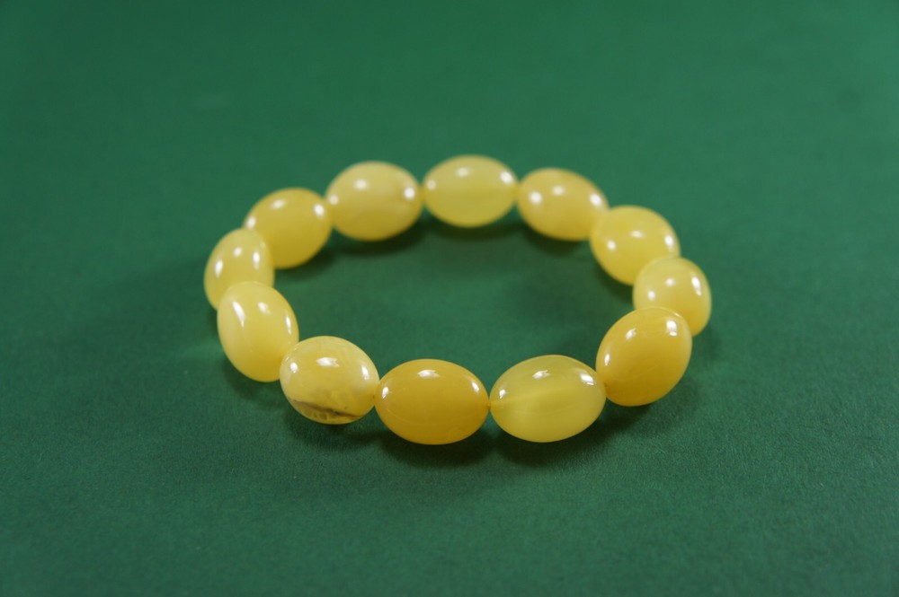 2489A Natural Baltic Amber Bracelet Gift Free Hand Matte Olive Shape Women