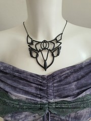 Art Nouveau Neo Gothic Style Matt Black Necklace Statement Piece Y2K Oasis New