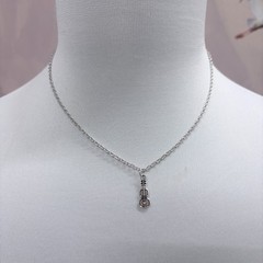 Silver Tiny Violin Pendant Adjustable Necklace | 16″ + 2″ Extender