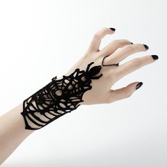 Gothic Spider Web Black Bracelet for Men Punk Halloween Fashion Jewelry