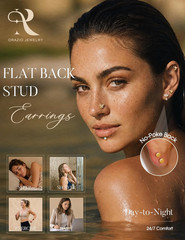 Hypoallergenic Flat Back Stud Earrings Surgical Steel Cartilage Earrings for Wom