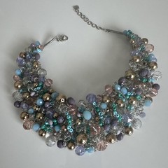 Aldo Beaded Multicolored Dramatic Statement Bib Collar Necklace
