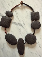 Kathleen Dustin Signed Polymer Silk Road Clay Statement Necklace & Earrings Set