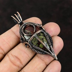Dragon Bloodstone Jewelry Copper Gift For Mum Wire Wrapped Pendant 2.56″
