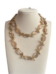 Source Unknown Gold and Champagne Glass Bead Necklace