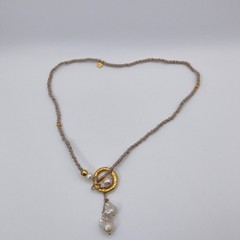 Velatti Convertible Toggle Necklace Cultured Baroque Pearl 18K Gold Plated Spain