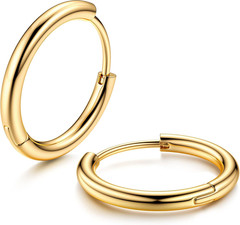 G23 Solid Titanium Hoop Earrings Implant Grade Hypoallergenic Small Huggie Hoop