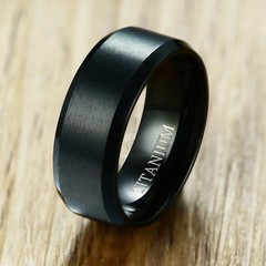 8MM Black Plating Titanium Steel Band Men’s Matte Finished Ring Wedding Sz 7-12