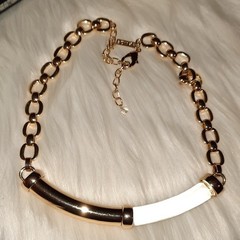 WHBM Lucite Gold bar Designer statement NECKLACE 16in to 20in
