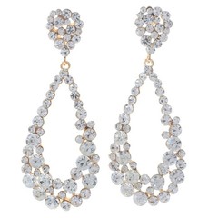 Gold Tone Metal Crystal Rhinestone Post Drop Earring ER1481-GCL